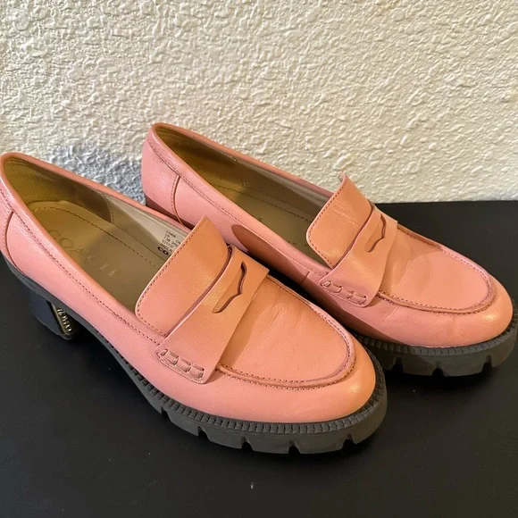Coach Blush Pink Leather Loafers - Picture 3 of 7